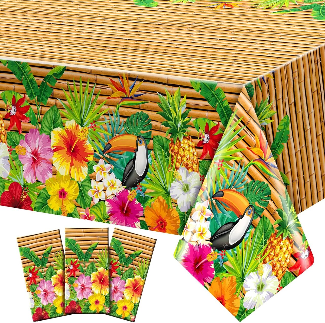Tiki Tablecloth Decorations Luau Table Cover Hawaiian Party Plastic Table Cloth